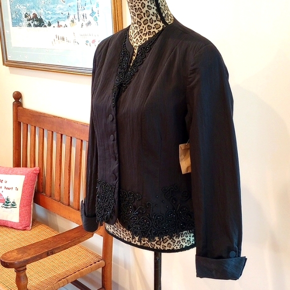 REDUCED!!Coldwater Creek Embellished Jacket Size:10P Color:Black NWOT - Picture 5 of 16